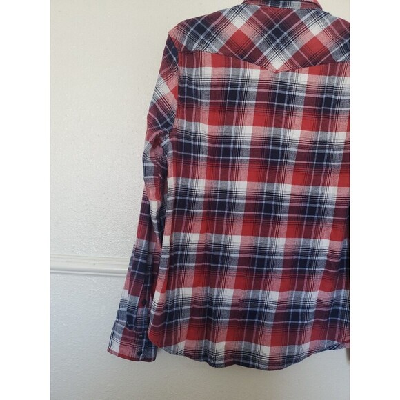 Lucky Brand Shirt Mens M Pearl Snap Saturday Stretch Flannel Western Plaid Bloke - Picture 14 of 16
